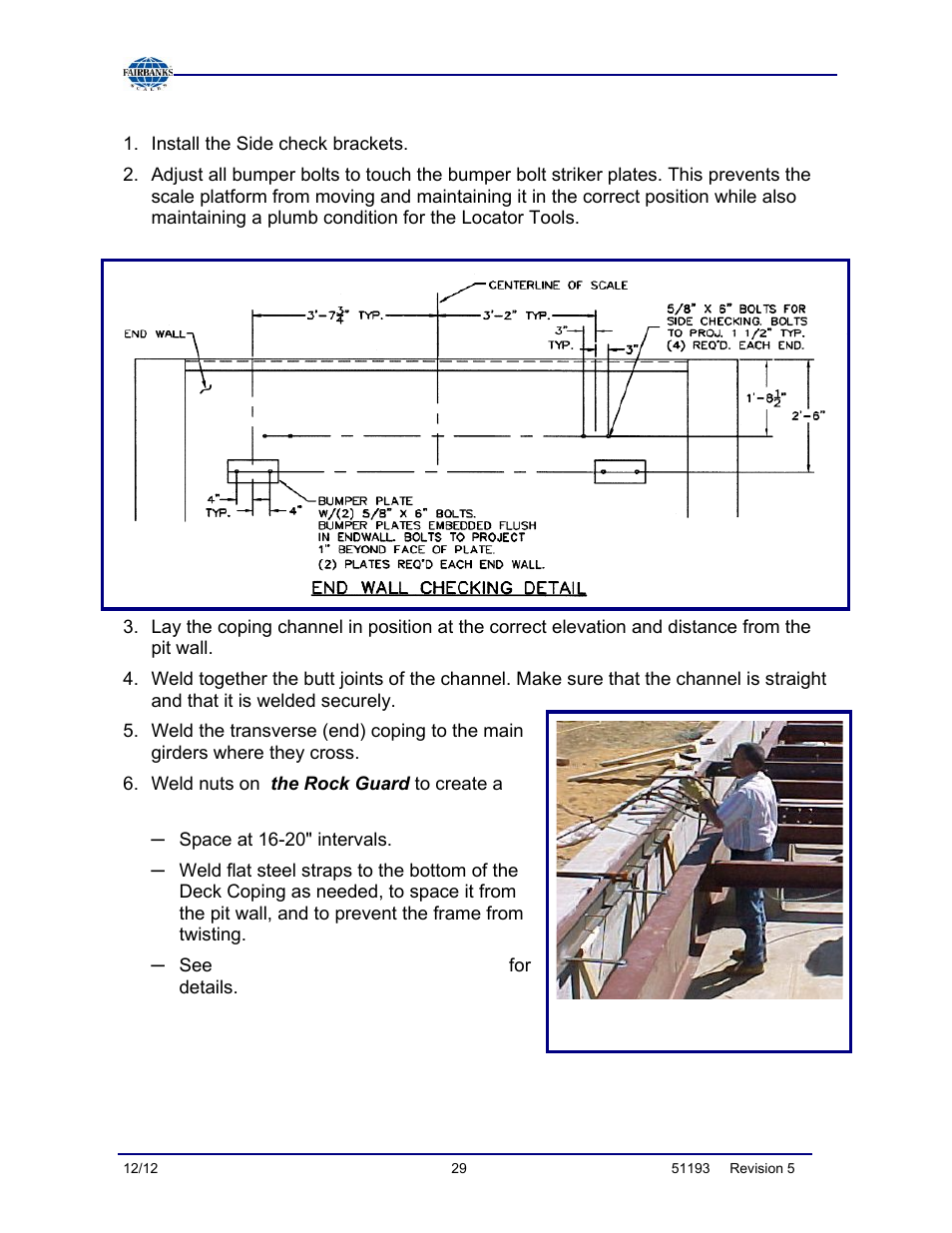 Completing scale construction, 5/8" gap | Fairbanks Tundra Series Truck Scale User Manual | Page 29 / 55