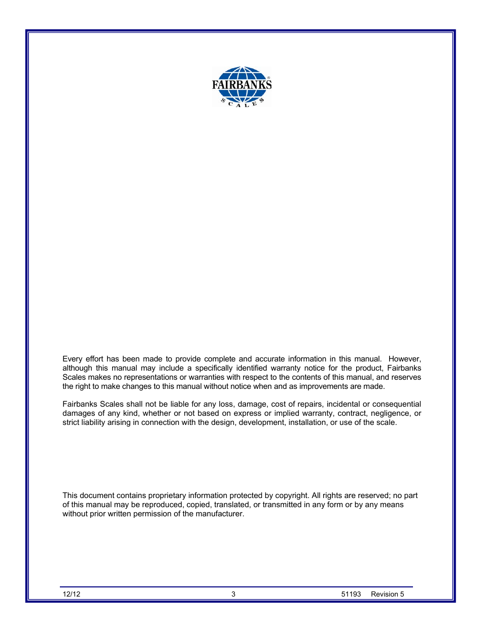 Disclaimer | Fairbanks Tundra Series Truck Scale User Manual | Page 3 / 55