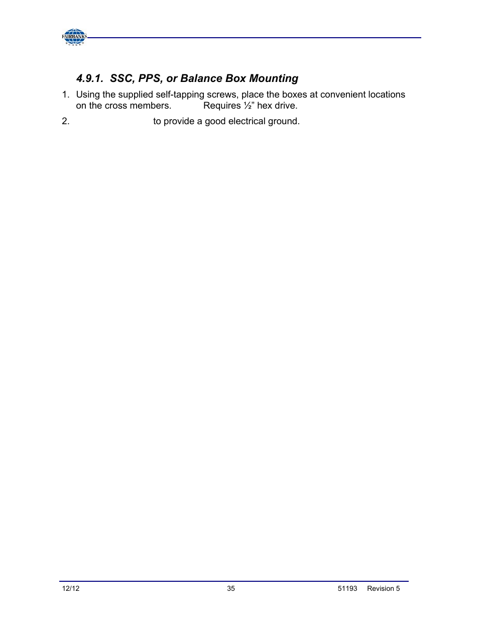 Mounting the weighbridge components, Ssc, pps, or balance box mounting | Fairbanks Tundra Series Truck Scale User Manual | Page 35 / 55