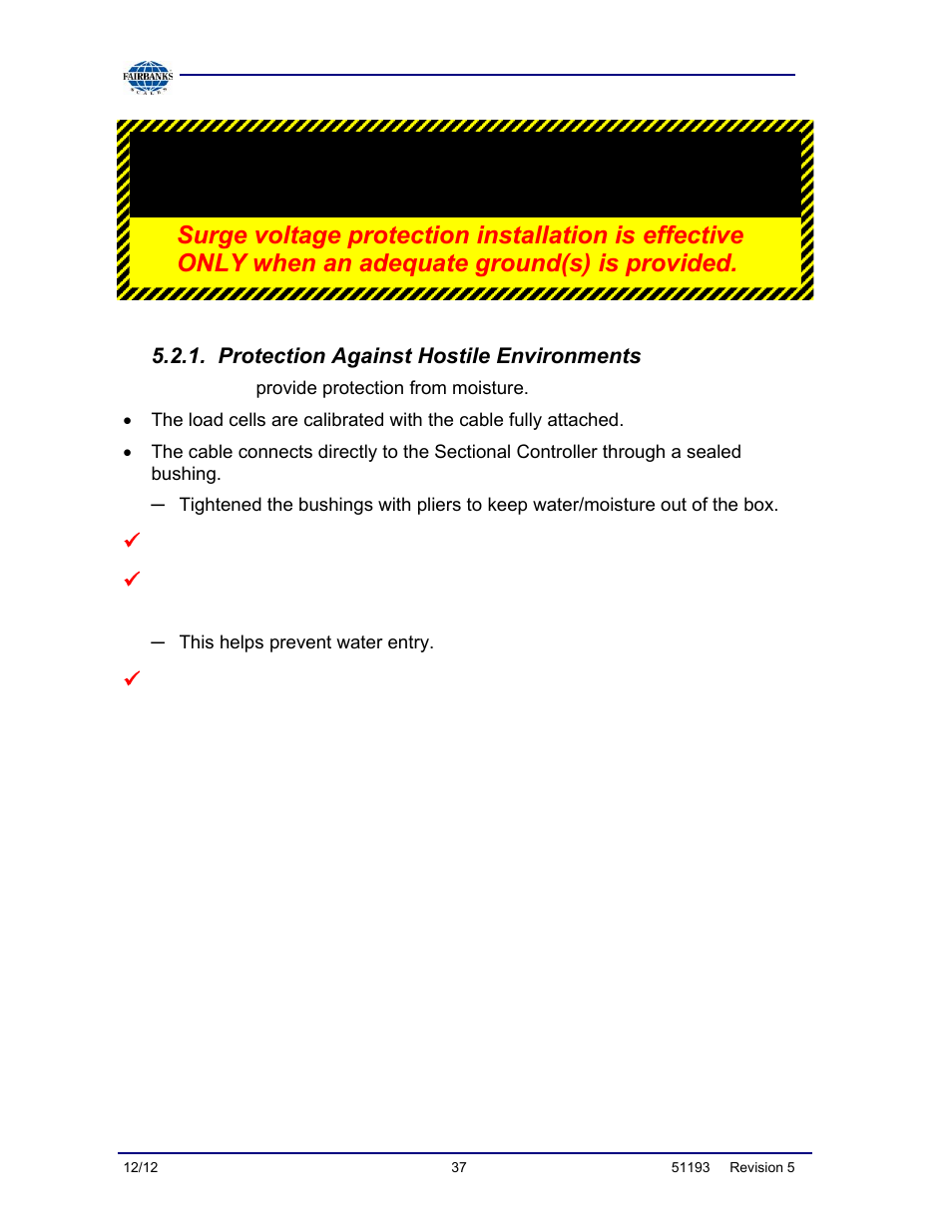 Protection against hostile environments | Fairbanks Tundra Series Truck Scale User Manual | Page 37 / 55