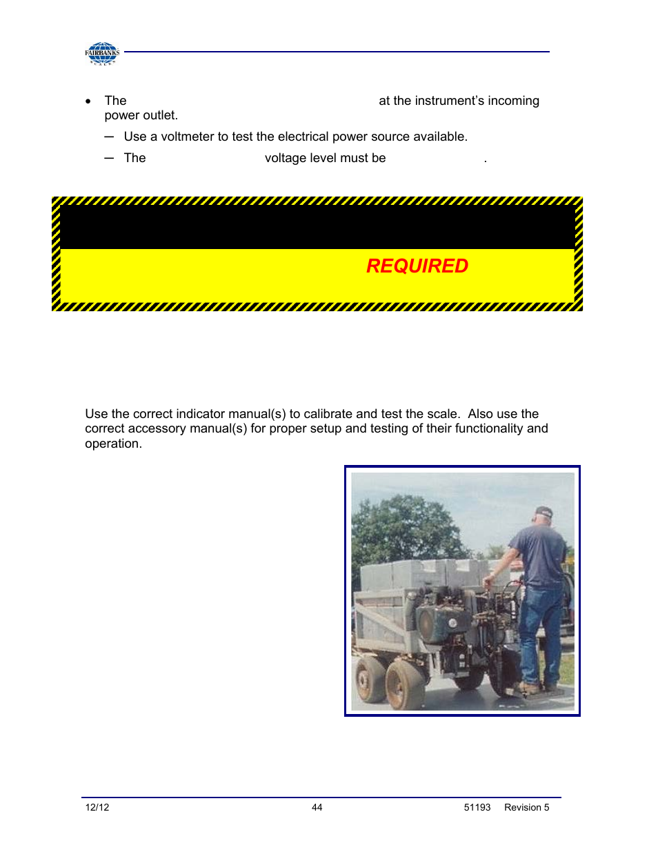 Indicator and accessories. test and calibration, Proper grounding is required, Grounding the scale, continued | Fairbanks Tundra Series Truck Scale User Manual | Page 44 / 55