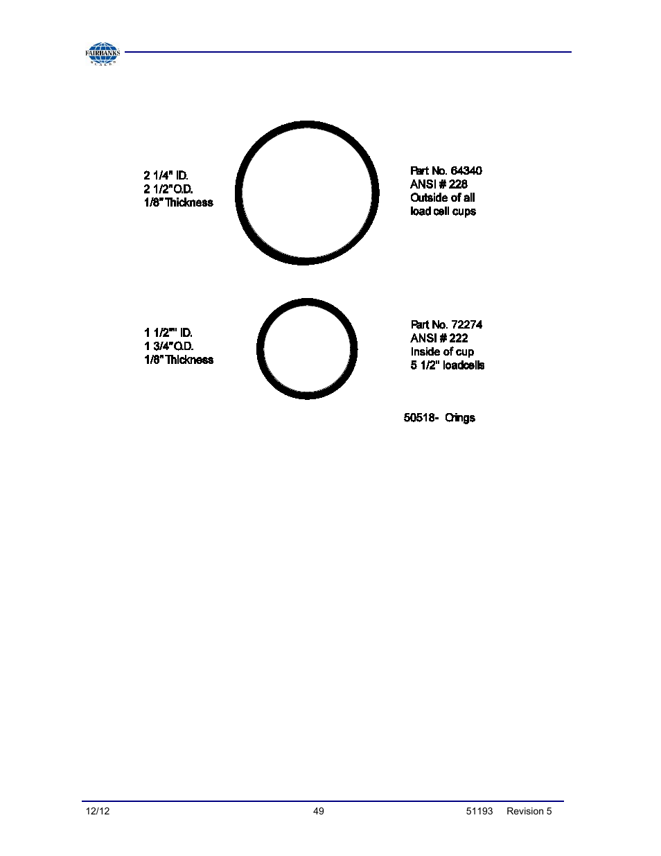 O-rings | Fairbanks Tundra Series Truck Scale User Manual | Page 49 / 55