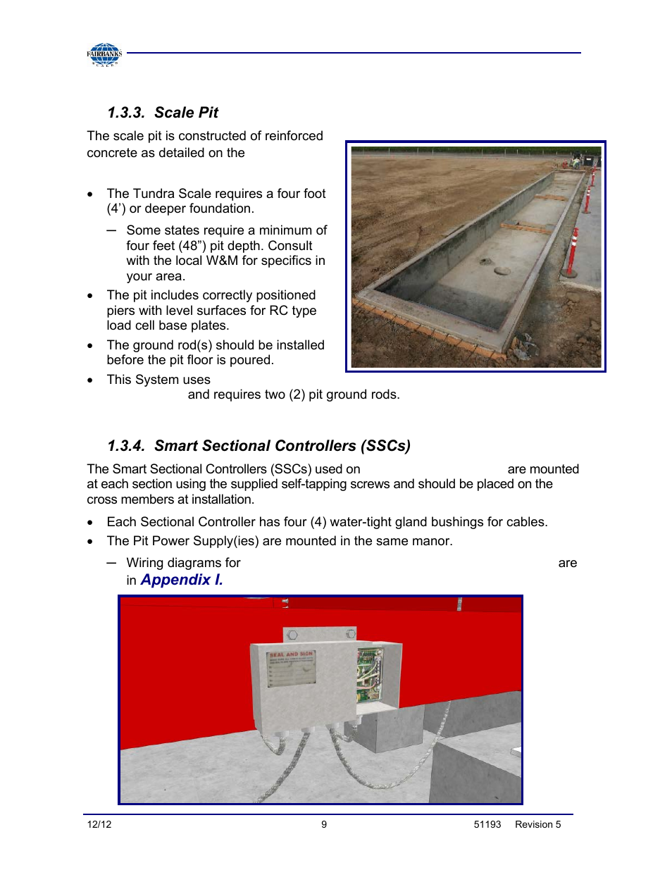 Scale pit, Smart sectional controllers (sscs), Component descriptions, continued | Fairbanks Tundra Series Truck Scale User Manual | Page 9 / 55