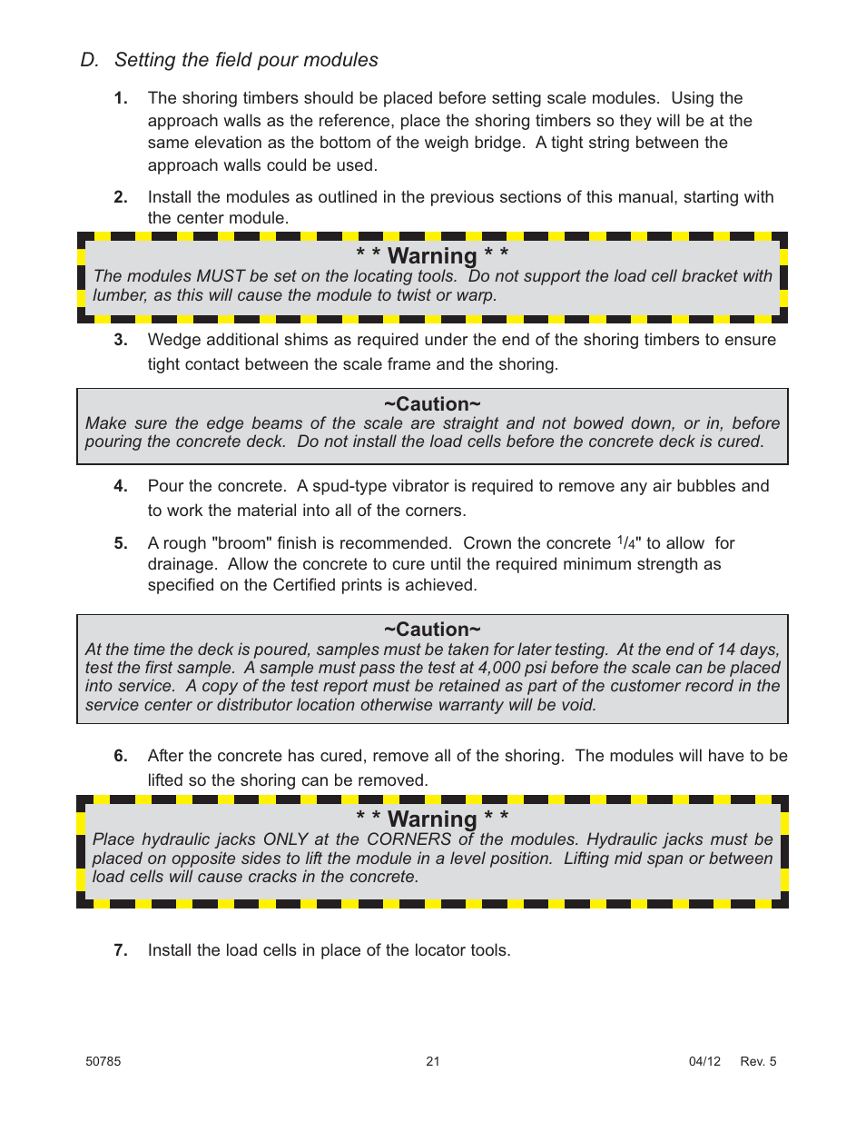 Warning | Fairbanks HVX Series TALON SERIES Motor Truck Scale User Manual | Page 21 / 37