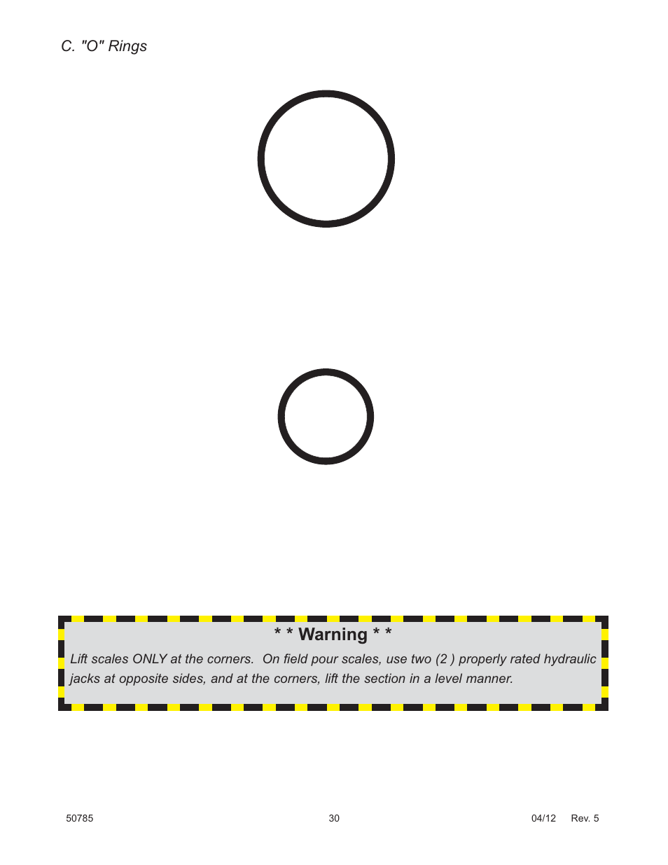 Warning, C. "o" rings | Fairbanks HVX Series TALON SERIES Motor Truck Scale User Manual | Page 30 / 37