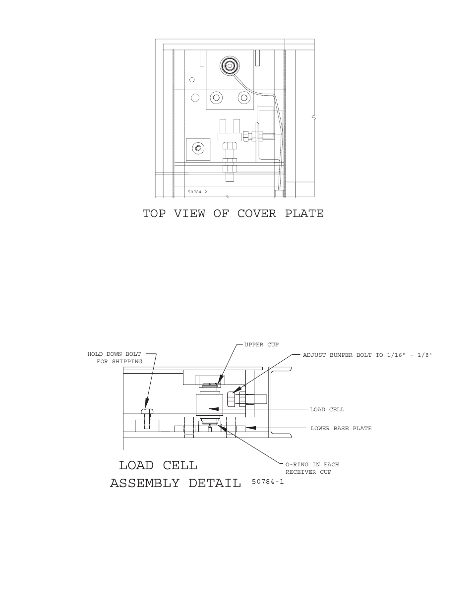 Load cell assembly detail, Top view of cover plate | Fairbanks Portable Axle Load Scale User Manual | Page 7 / 14