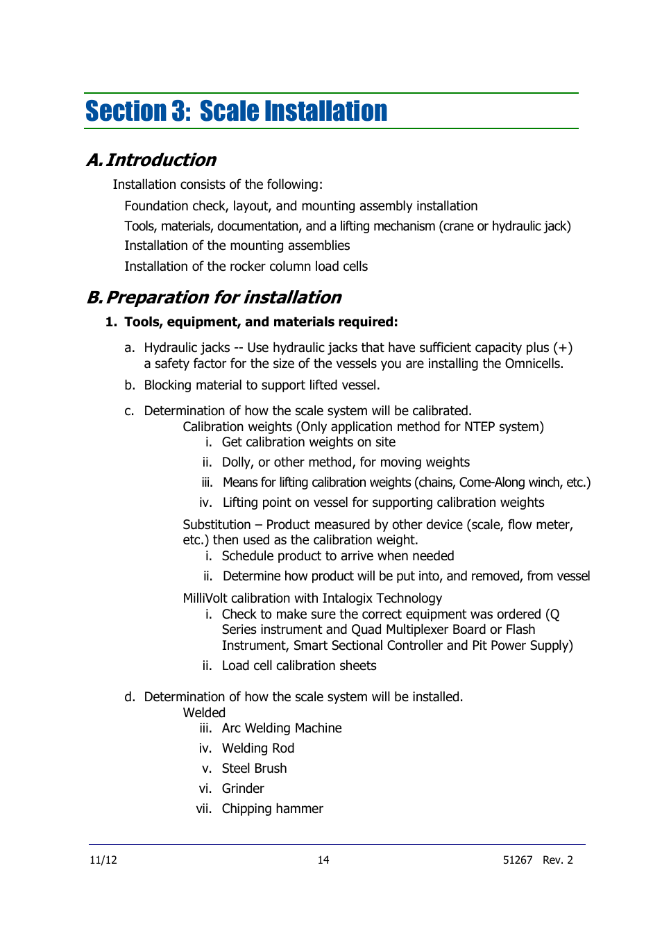 A. introduction, B. preparation for installation | Fairbanks 9120 Series Omnicell User Manual | Page 14 / 58