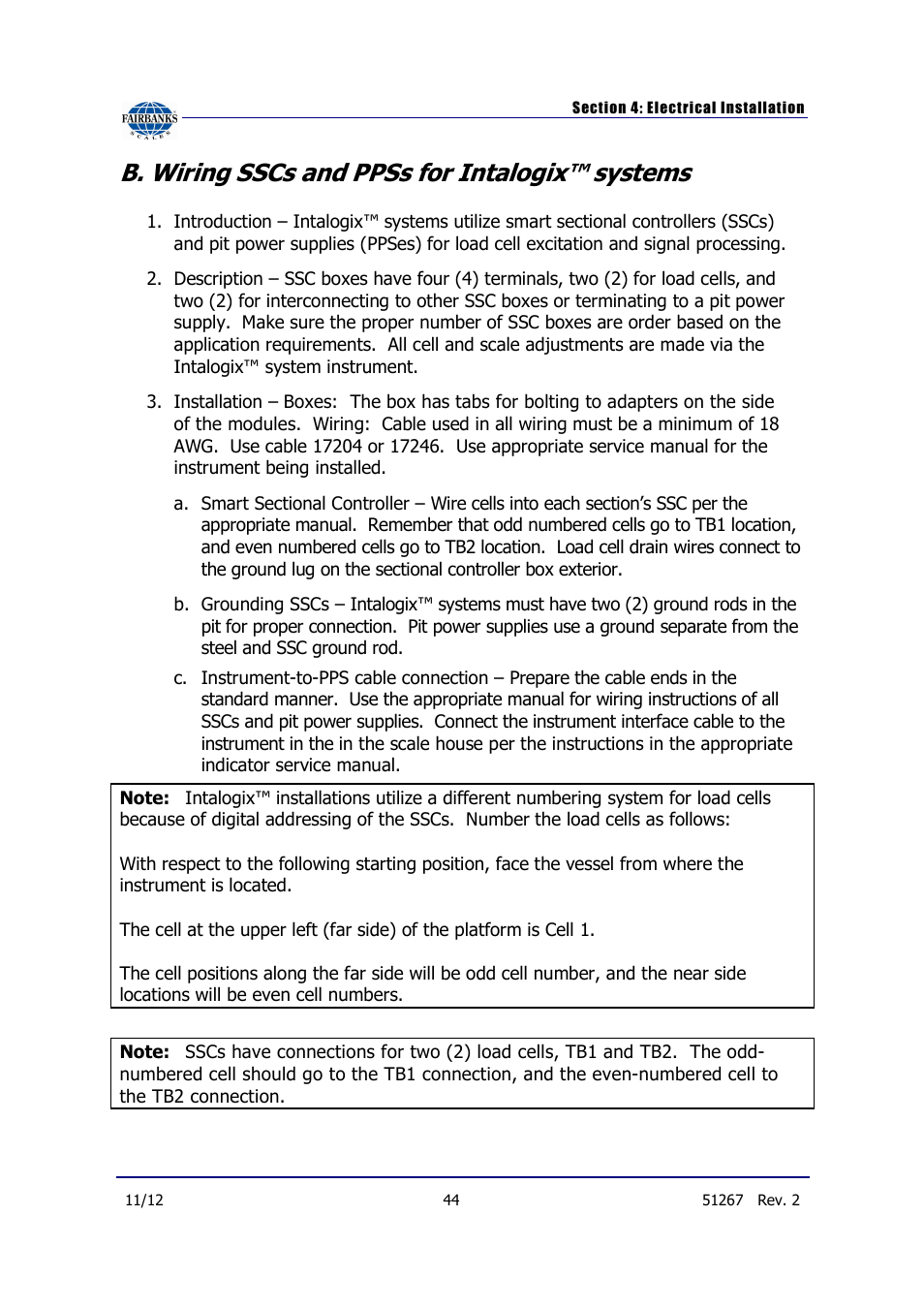 B. wiring sscs and ppss for intalogix™ systems | Fairbanks 9120 Series Omnicell User Manual | Page 44 / 58