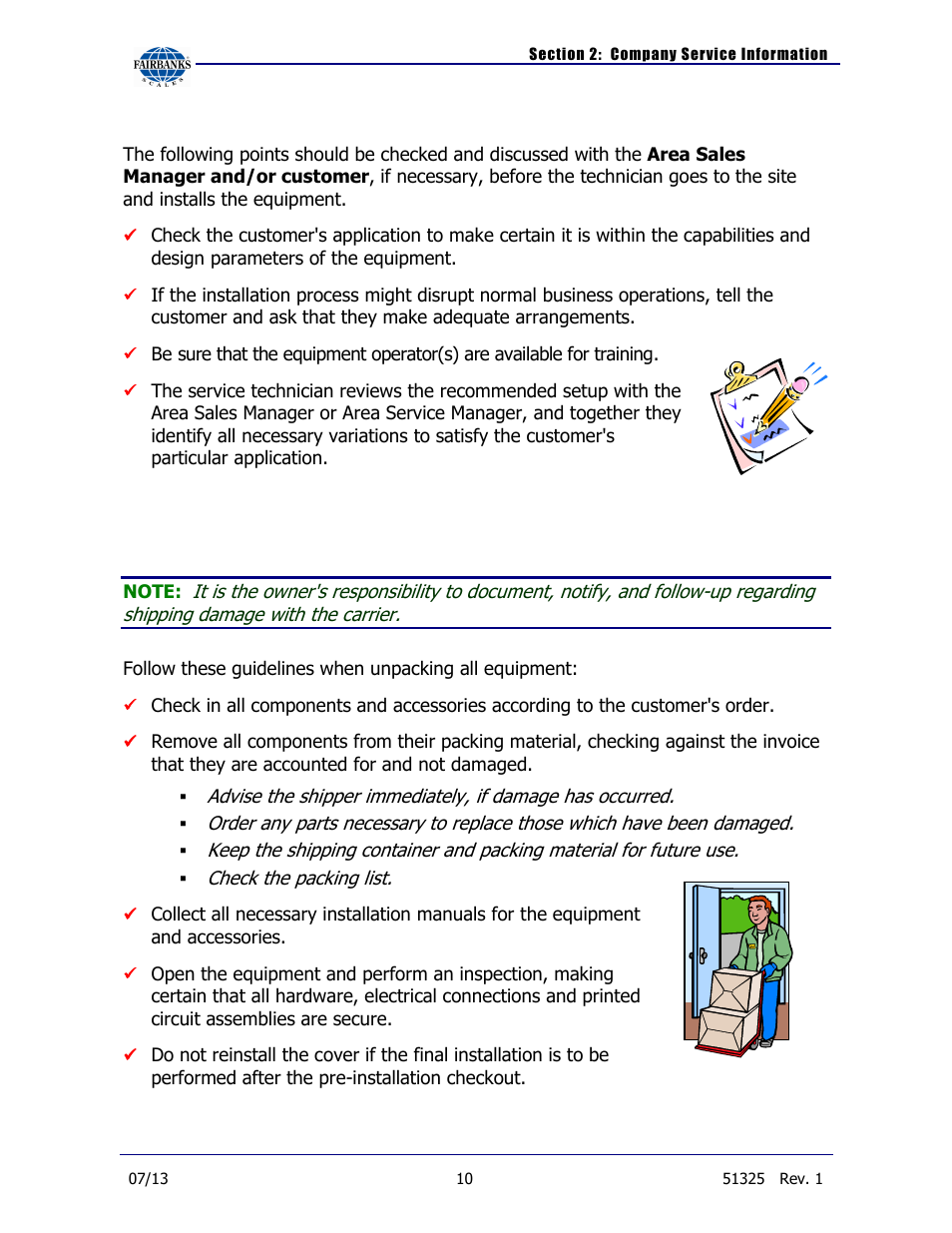 Pre-installation checklist, Unpacking | Fairbanks 9104 FB Omnicell User Manual | Page 10 / 28