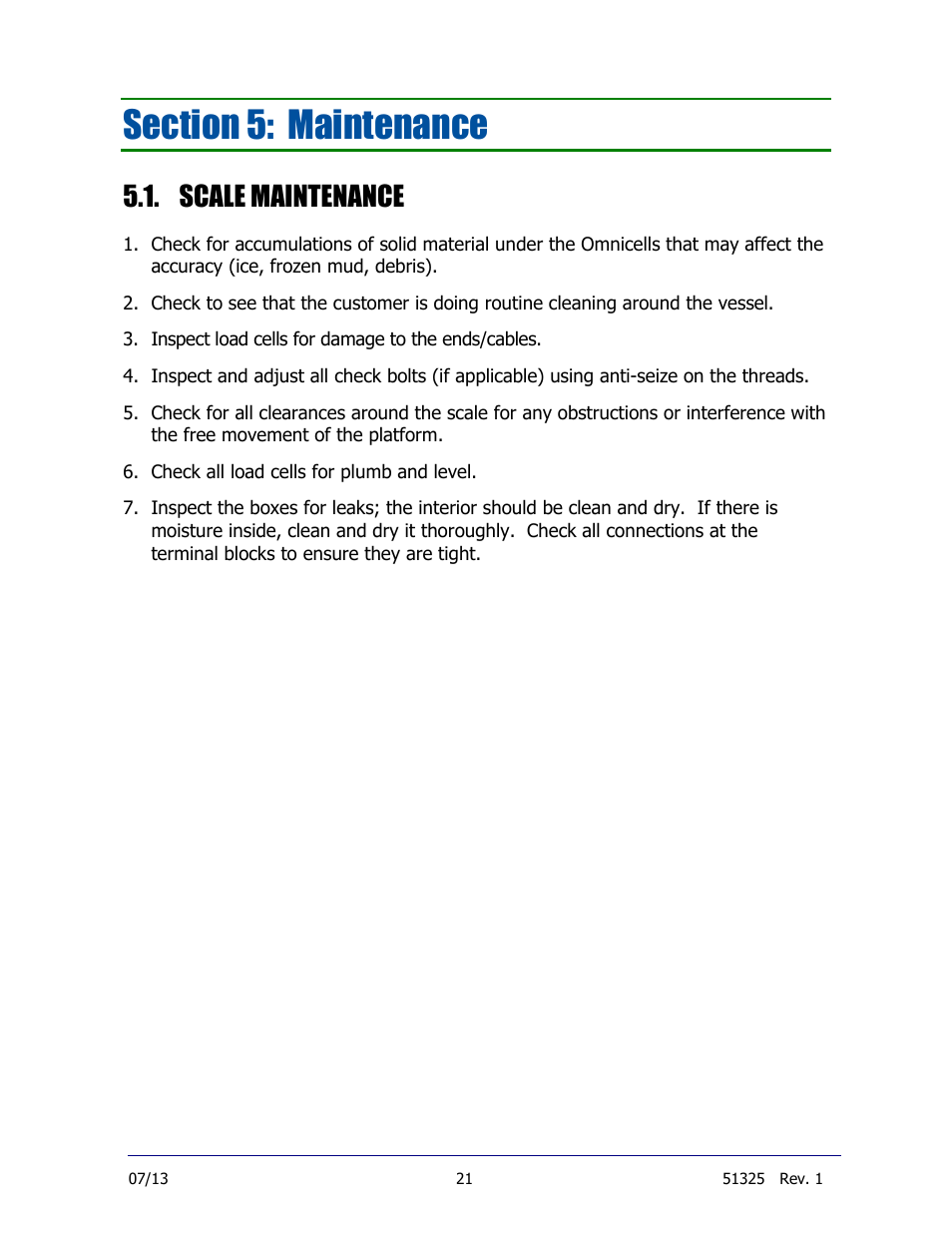 Scale maintenance | Fairbanks 9104 FB Omnicell User Manual | Page 21 / 28