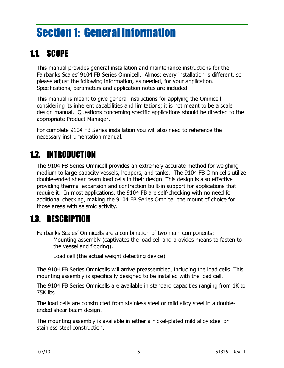 Scope, Introduction, Description | Fairbanks 9104 FB Omnicell User Manual | Page 6 / 28