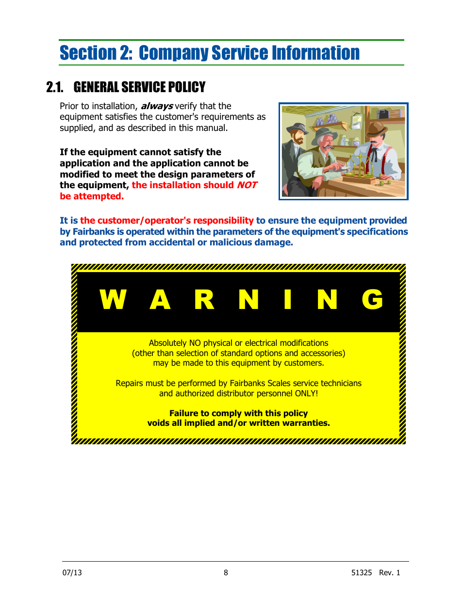 General service policy | Fairbanks 9104 FB Omnicell User Manual | Page 8 / 28