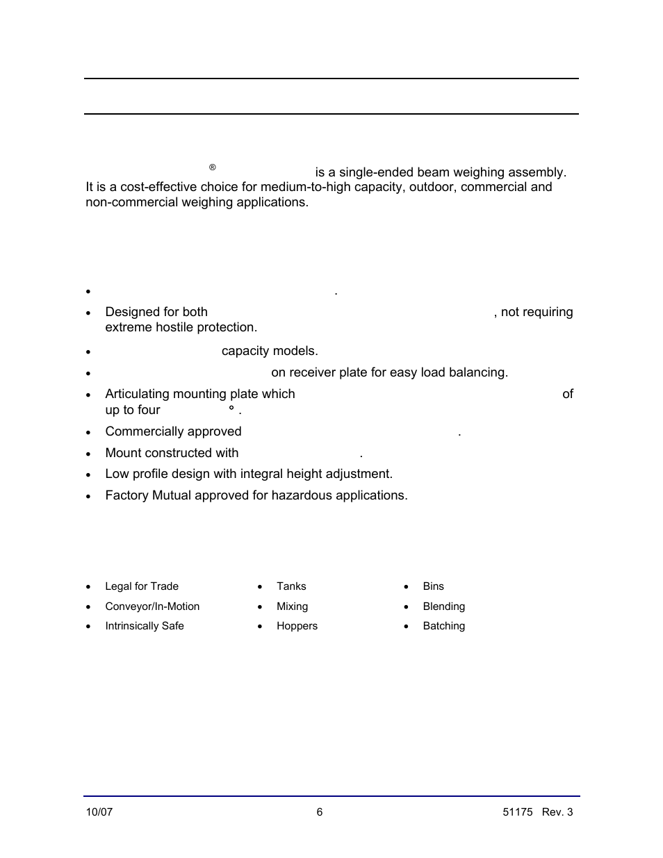 Description, Features, Applications | Medium-to-high weight ranges | Fairbanks 9102 FB Omnicell User Manual | Page 6 / 18