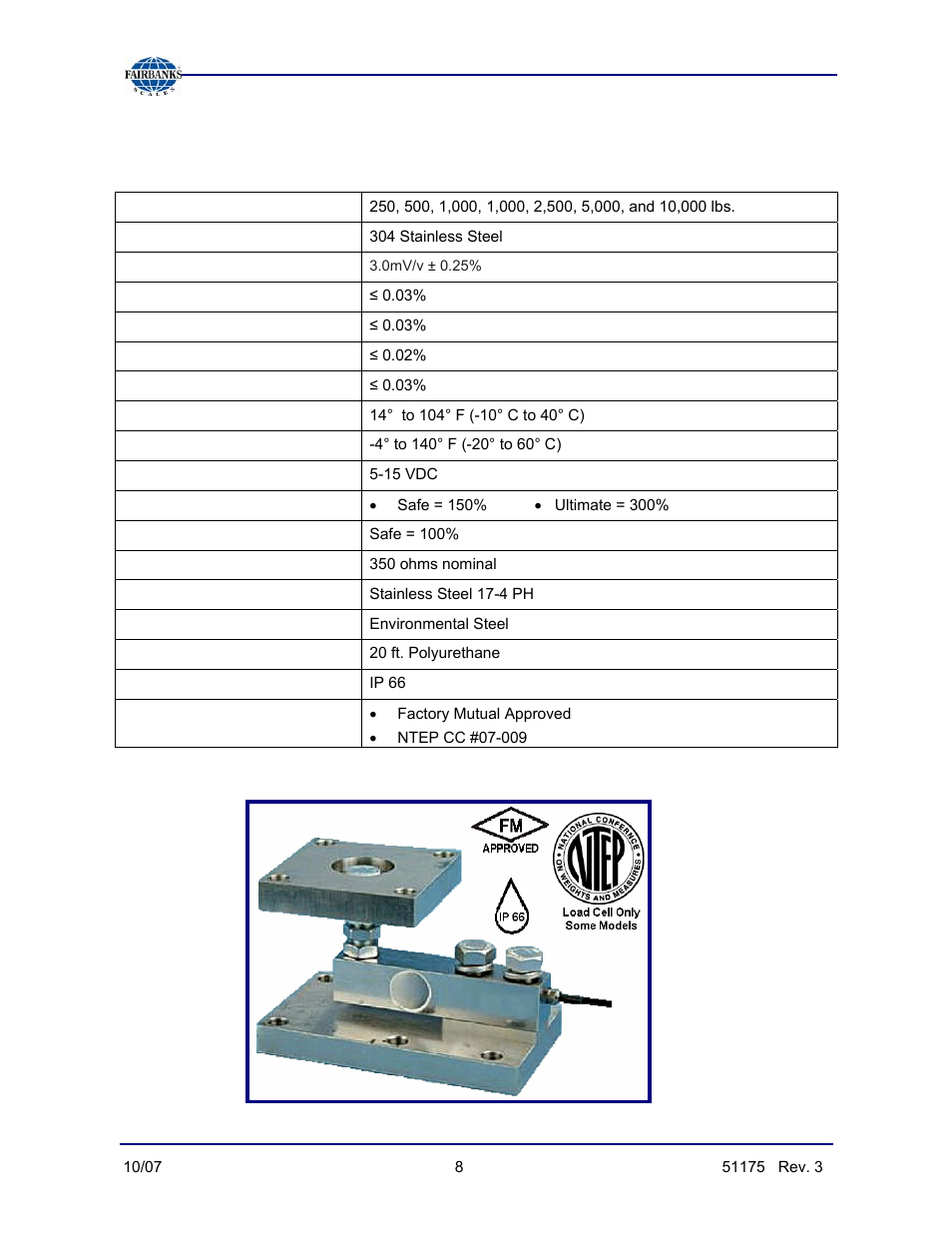 Specifications | Fairbanks 9102 FB Omnicell User Manual | Page 8 / 18