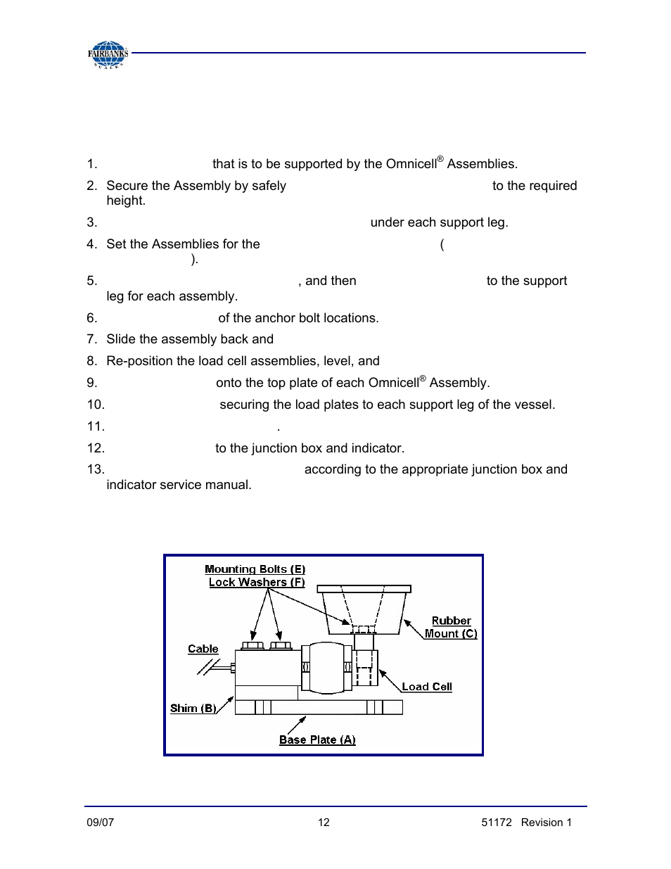 Installation, Basic assembly steps | Fairbanks 9101 FB Omnicell User Manual | Page 12 / 20