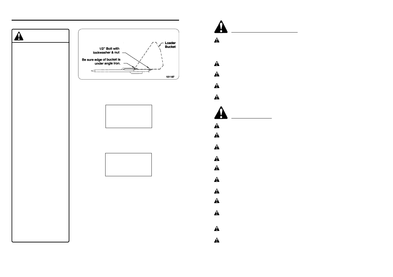 Caution, Replace safety decals if damaged or missing, Notice 1500 lb. capacity | Notice 1800 lb. capacity, Mounting instructions | Farm Star BBSF-12 User Manual | Page 7 / 16