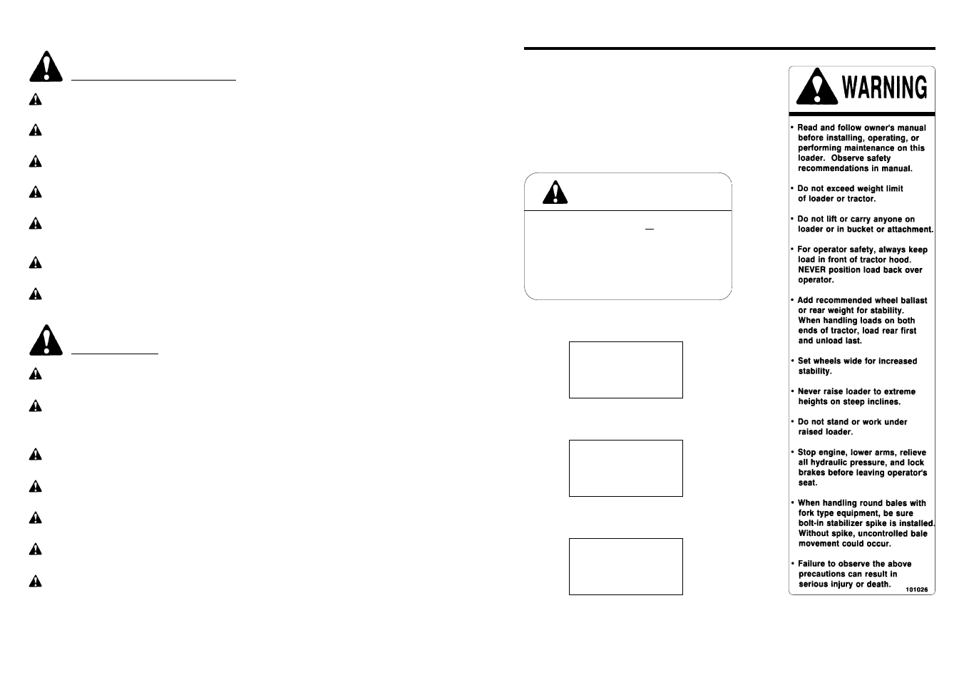 Warning, Notice 1800 lb. capacity, Notice 2200 lb. capacity | Notice 3000 lb. capacity | Farm Star UBSF-3045 User Manual | Page 11 / 21