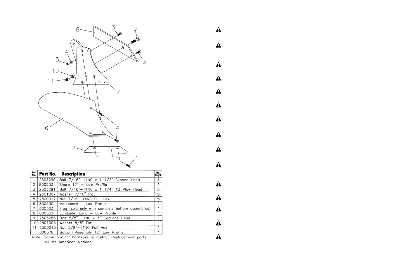 12” low profile plow pa rts list | Farm Star MP-214 User Manual | Page 20 / 24