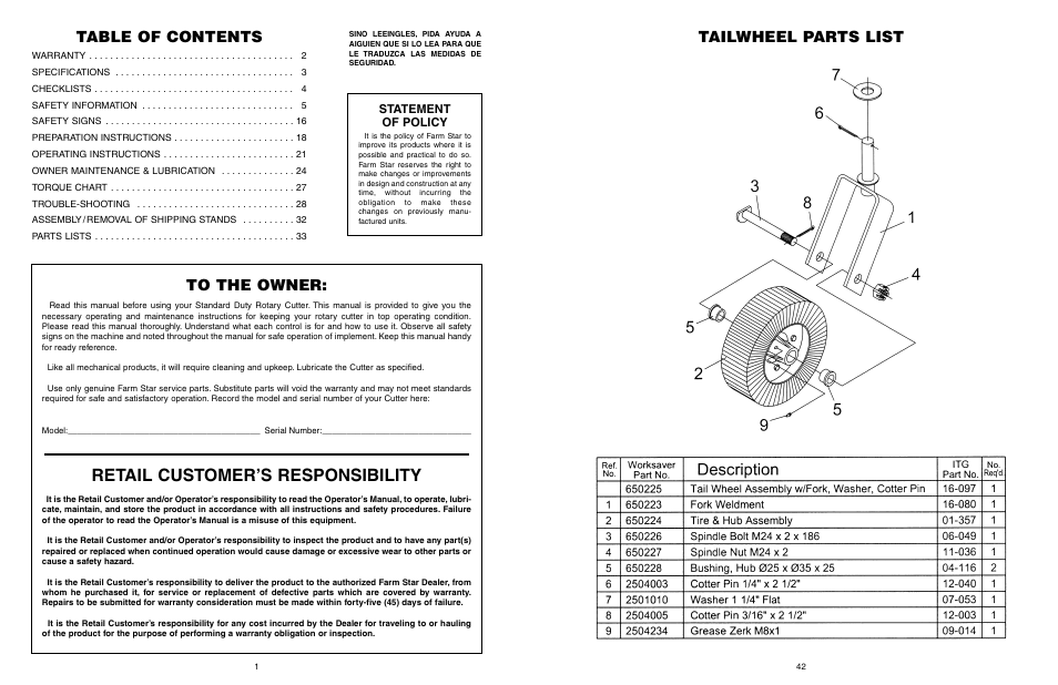 Farm Star SRTC-406A User Manual | Page 2 / 44