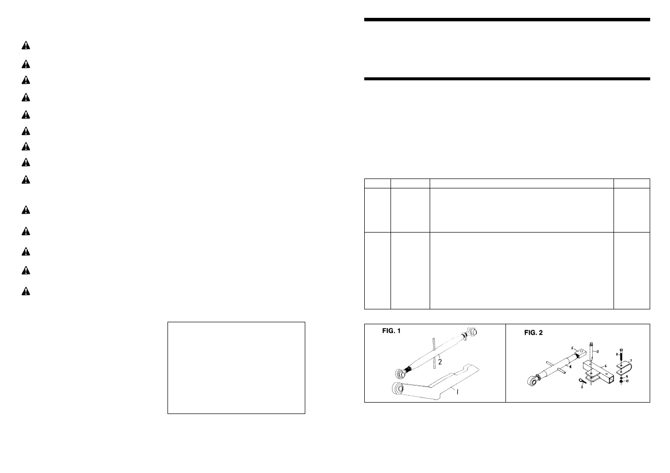 Always obey all safety rules!! always be careful, 2 pt. hitch adapter kit r e pair pa rts list, Safety information | Always obey all safety rules! always be careful | Farm Star HK-1132 User Manual | Page 9 / 12