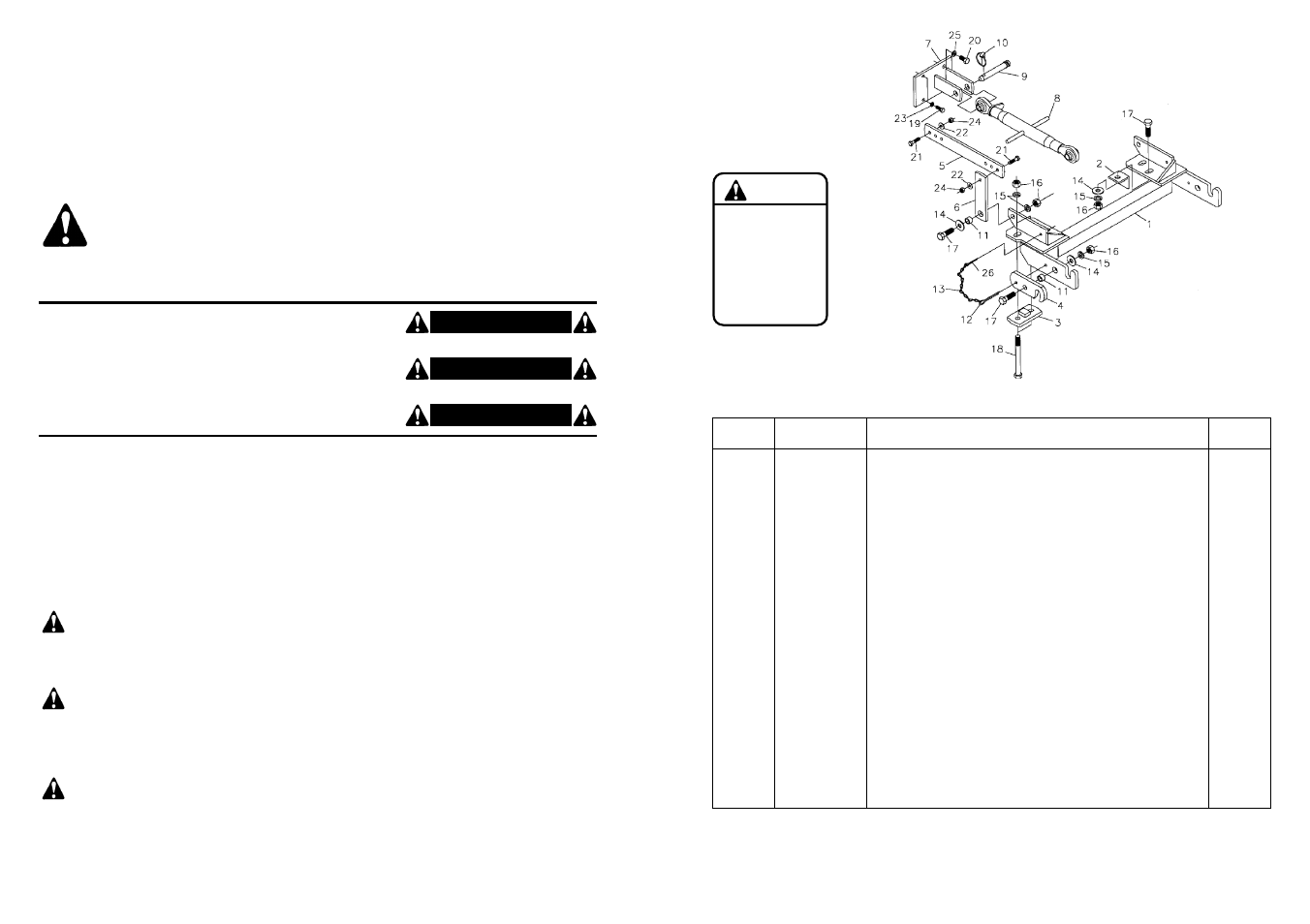 Important safety information, Hk-201 3pt. adapter kit repair parts, Warning | Farm Star HK-201 User Manual | Page 7 / 8