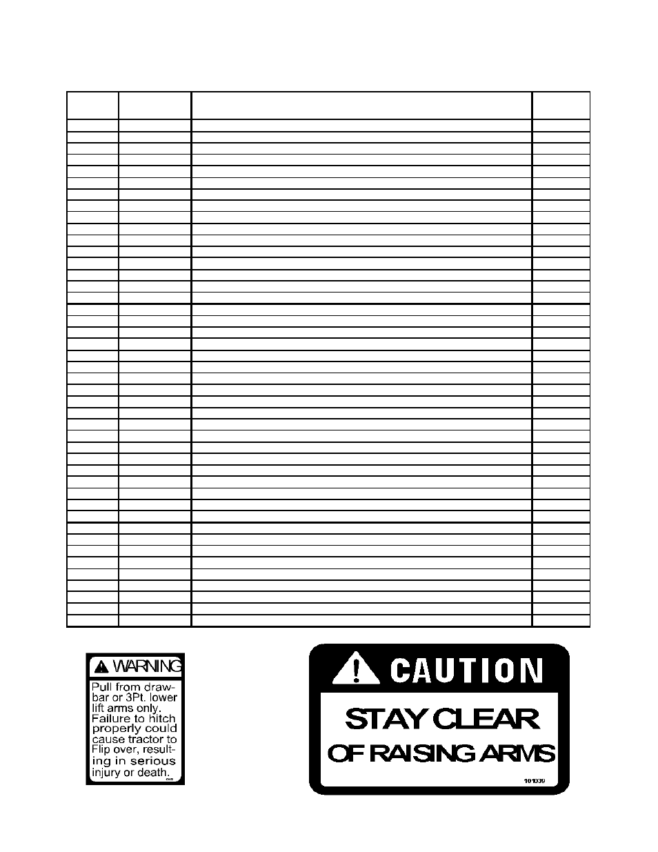 Repair parts for hk-307 3-pt. hitch adapter kit, Page 4, Ref. no part no. description no. req'd | Farm Star HK-307 User Manual | Page 5 / 6