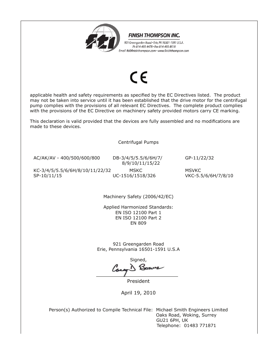 Finish Thompson DB6, 6H, 7, 8, 9, 10 Series User Manual | Page 2 / 16