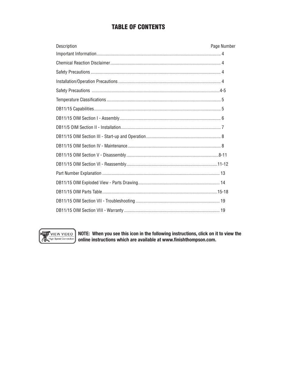 Finish Thompson DB 11/15 Series User Manual | Page 3 / 19