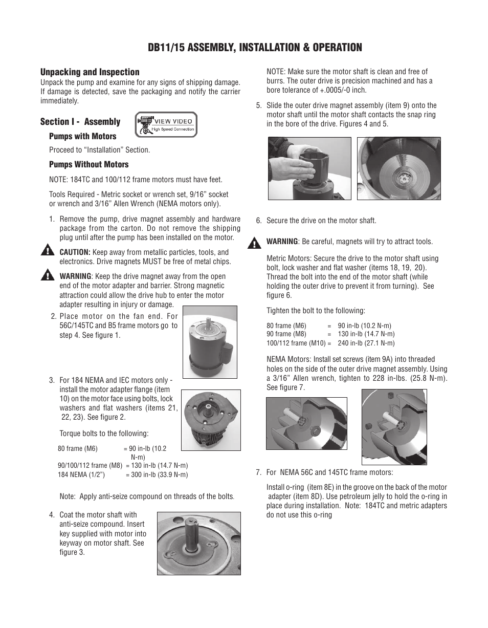 Db11/15 assembly, installation & operation | Finish Thompson DB 11/15 Series User Manual | Page 6 / 19