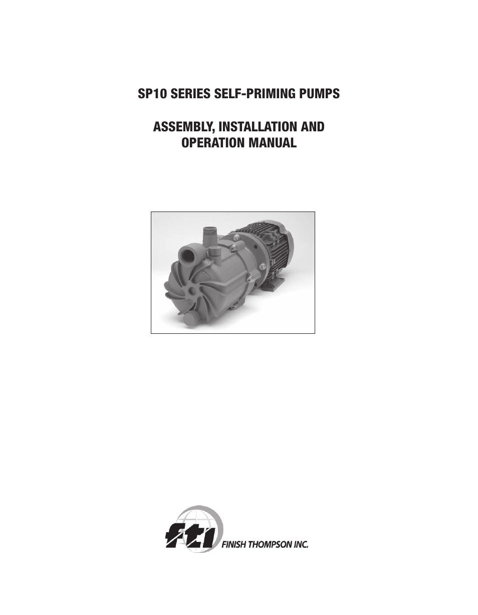 Finish Thompson SP10 SERIES SELF-PRIMING User Manual | 20 pages