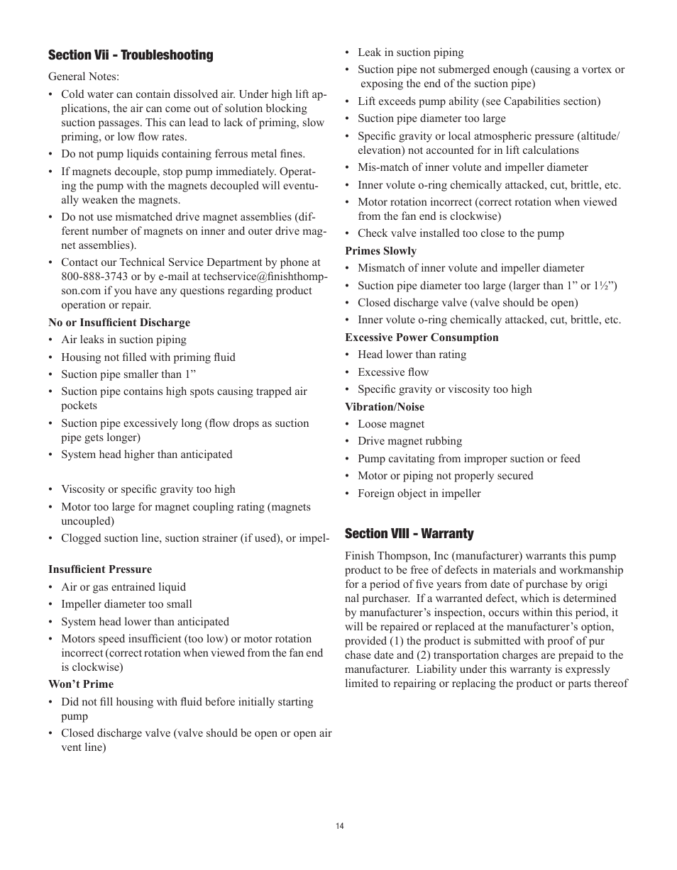 Finish Thompson SP10 SERIES SELF-PRIMING User Manual | Page 14 / 20