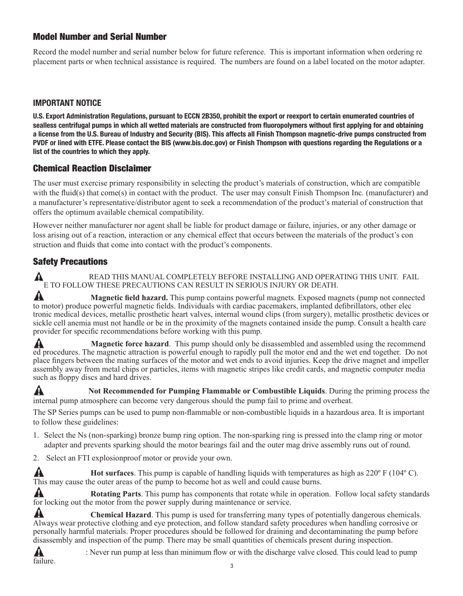 Finish Thompson SP10 SERIES SELF-PRIMING User Manual | Page 3 / 20