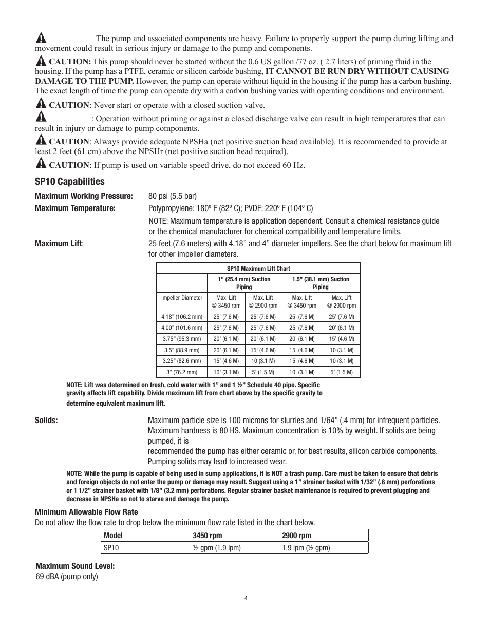 Sp10 capabilities | Finish Thompson SP10 SERIES SELF-PRIMING User Manual | Page 4 / 20