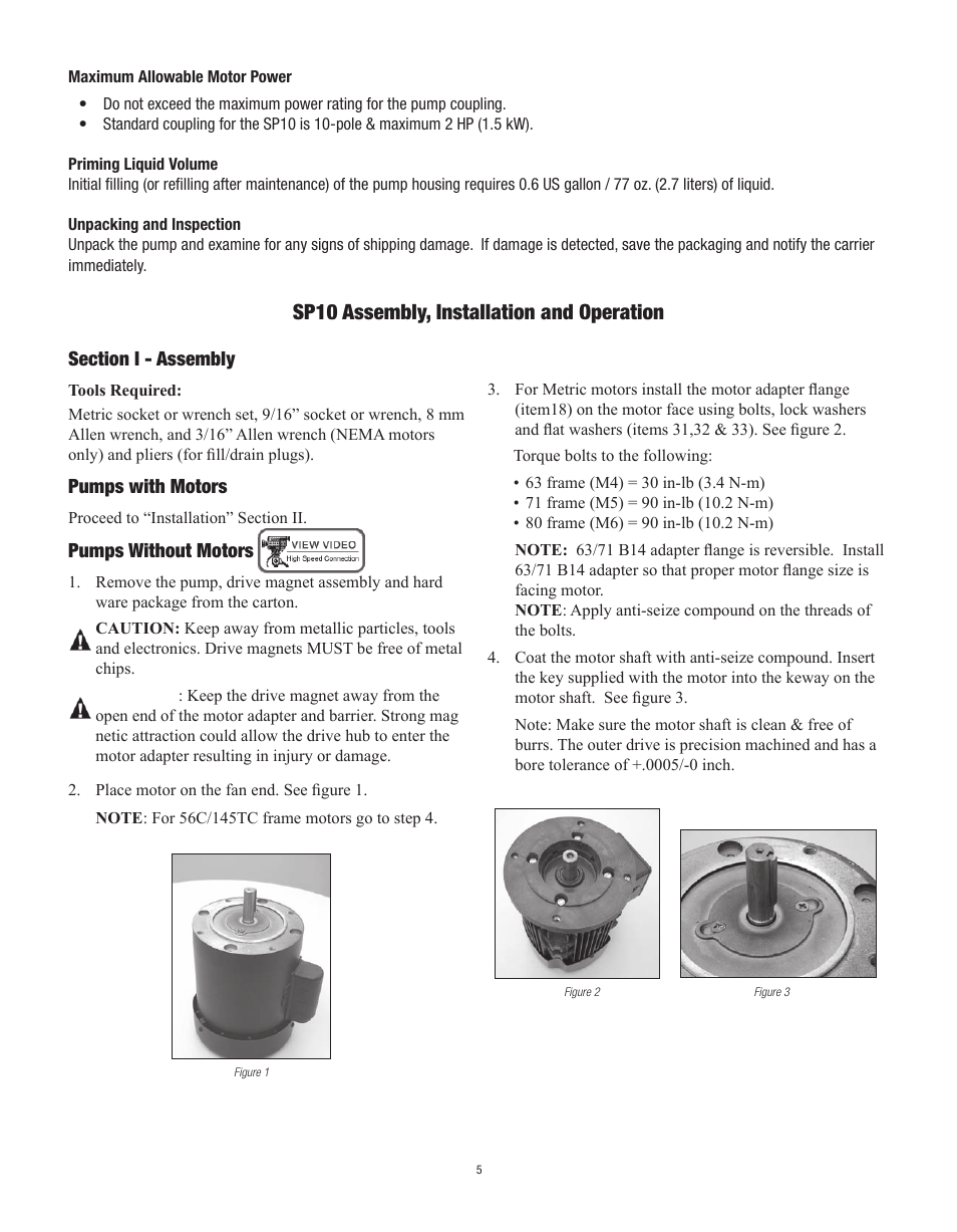 Sp10 assembly, installation and operation | Finish Thompson SP10 SERIES SELF-PRIMING User Manual | Page 5 / 20