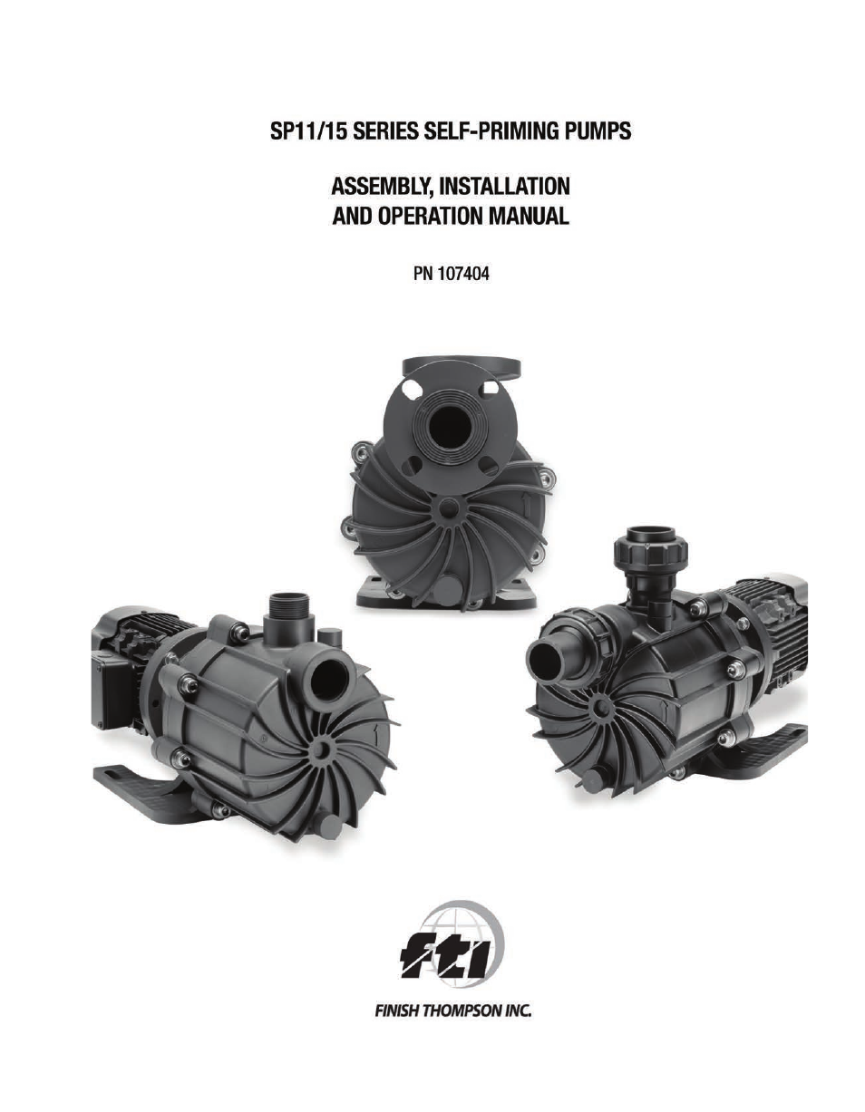 Finish Thompson SP11/15 SERIES SELF-PRIMING User Manual | 26 pages