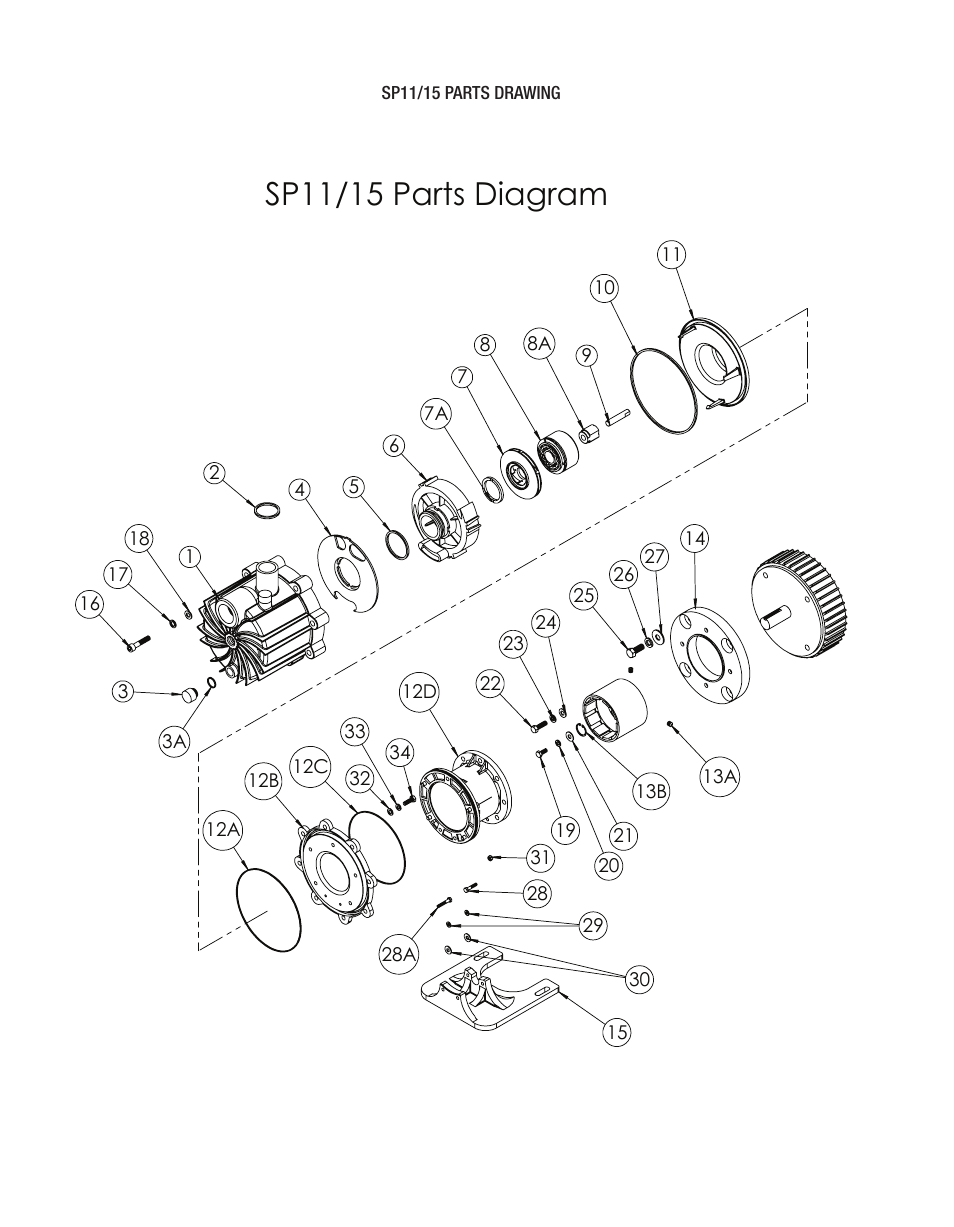 Sp11/15 parts diagram | Finish Thompson SP11/15 SERIES SELF-PRIMING User Manual | Page 18 / 26