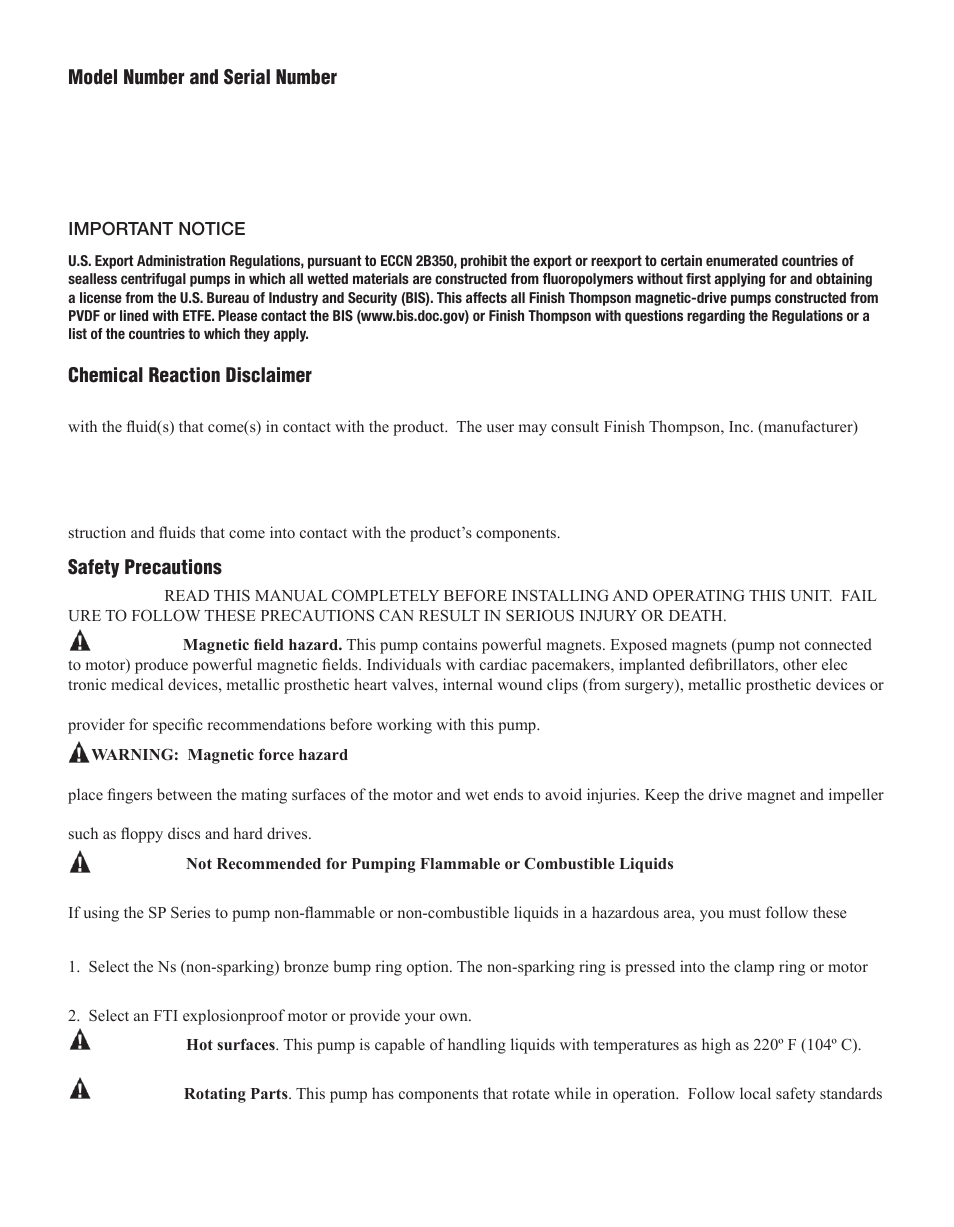 Finish Thompson SP11/15 SERIES SELF-PRIMING User Manual | Page 3 / 26