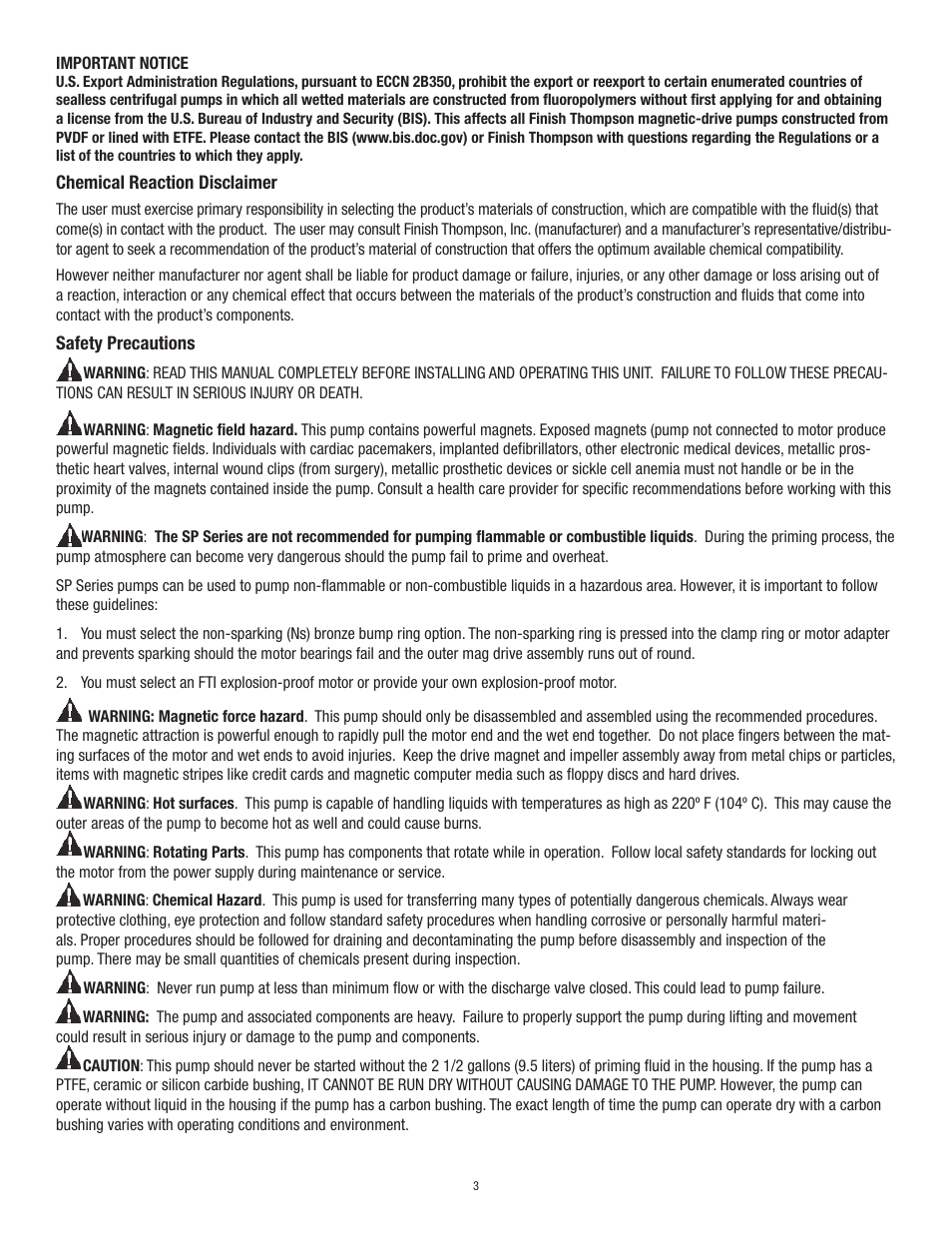 Finish Thompson SP22 Series Self-Priming User Manual | Page 3 / 19