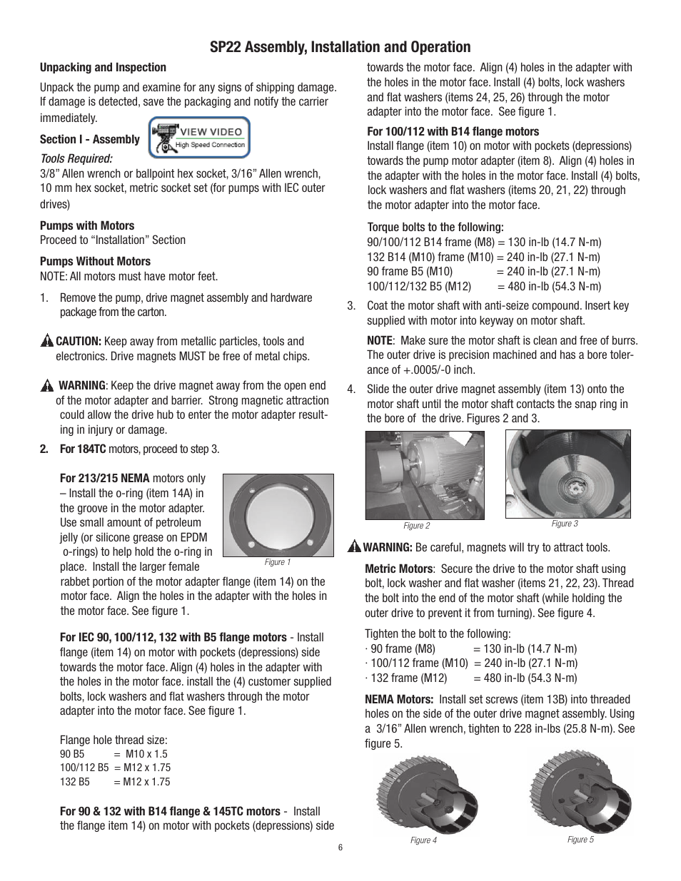 Sp22 assembly, installation and operation | Finish Thompson SP22 Series Self-Priming User Manual | Page 6 / 19