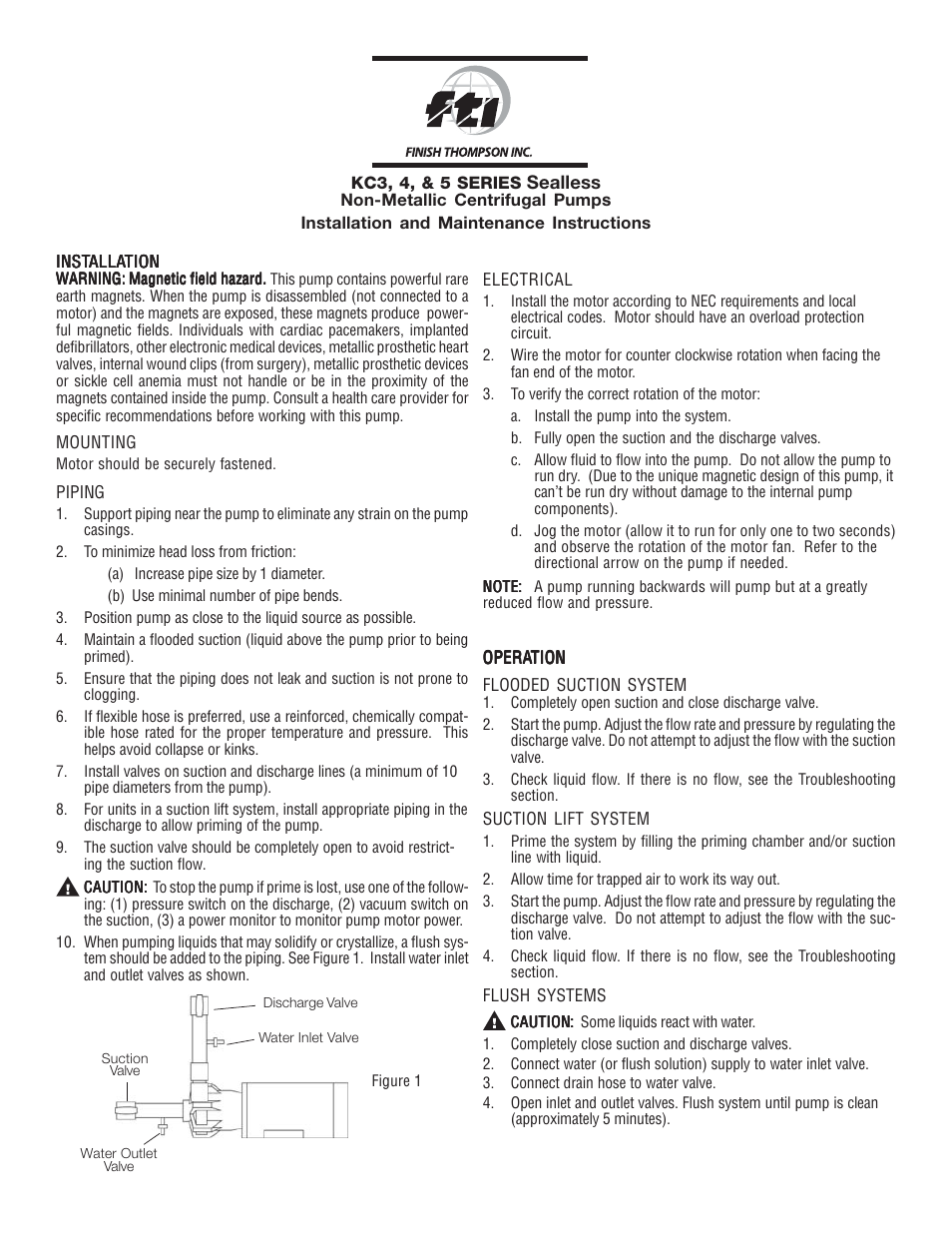 Finish Thompson KC3, 4, & 5 SERIES User Manual | 4 pages