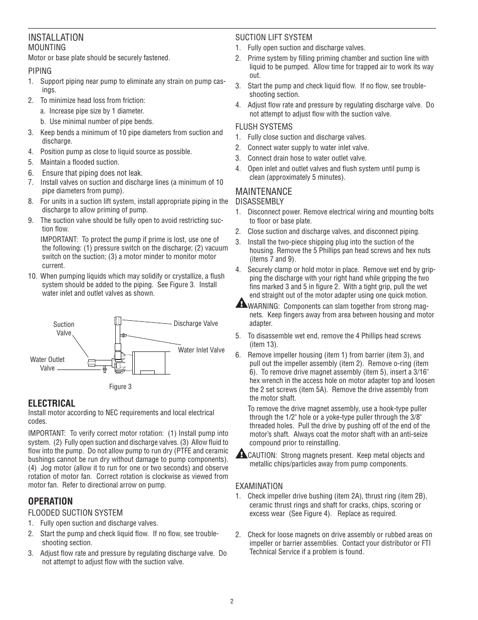 Maintenance, Electrical, Operation | Installation | Finish Thompson KC11 SERIES User Manual | Page 2 / 5