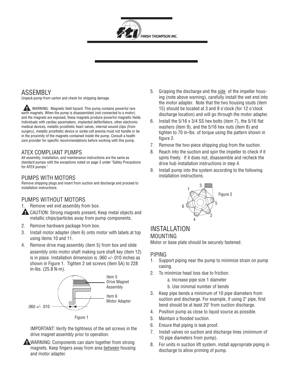 Finish Thompson KC22/32 SERIES User Manual | 6 pages