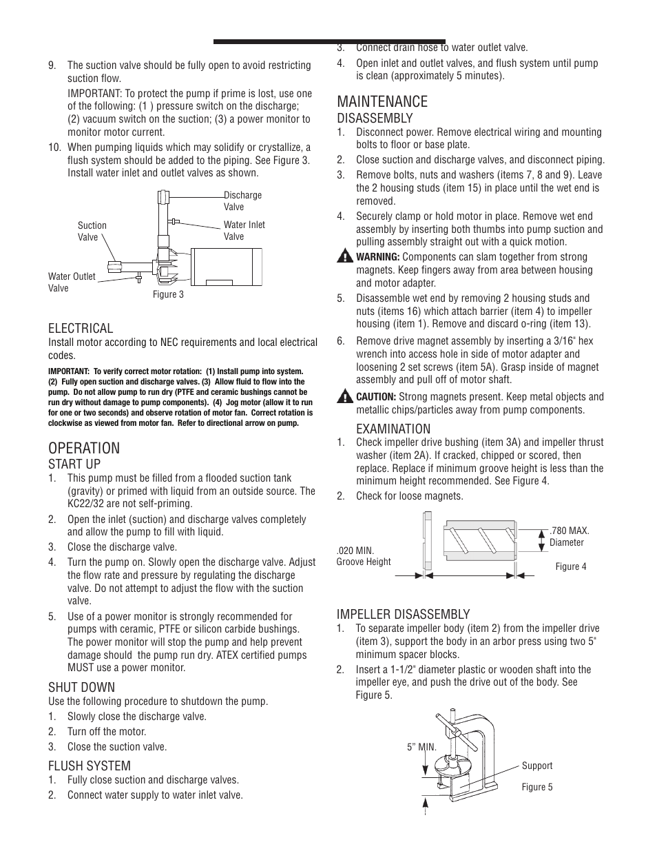 Maintenance, Operation | Finish Thompson KC22/32 SERIES User Manual | Page 2 / 6