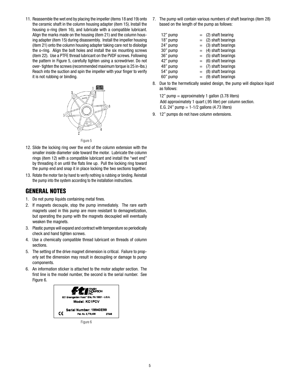 Finish Thompson VKC5.5,6,6H,7,8,10 SERIES User Manual | Page 5 / 12