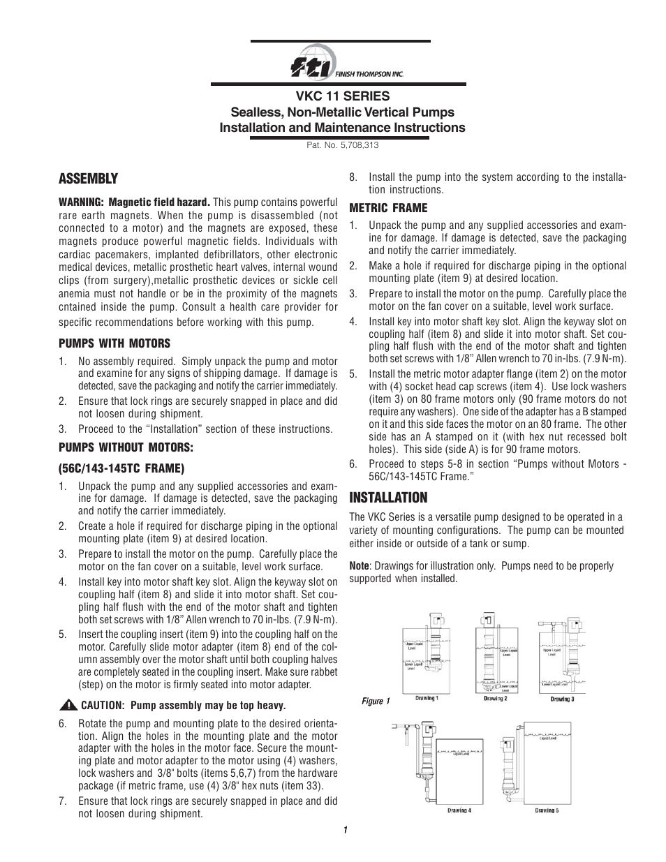 Finish Thompson VKC 11 SERIES User Manual | 6 pages