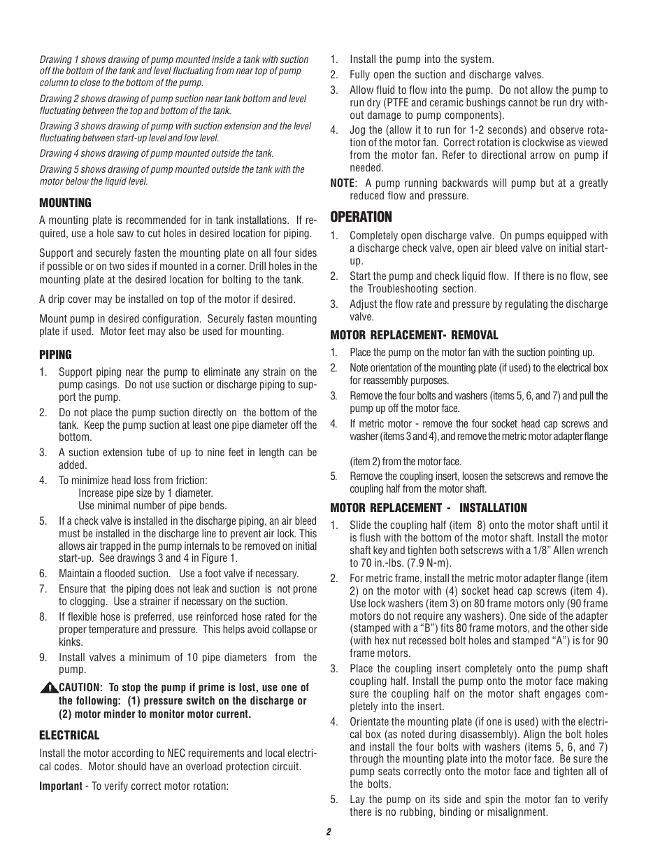 Operation | Finish Thompson VKC 11 SERIES User Manual | Page 2 / 6