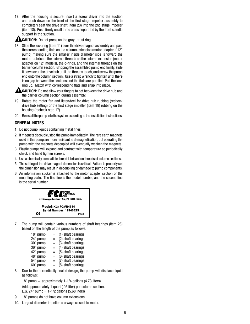 Finish Thompson MSVKC Series User Manual | Page 5 / 10