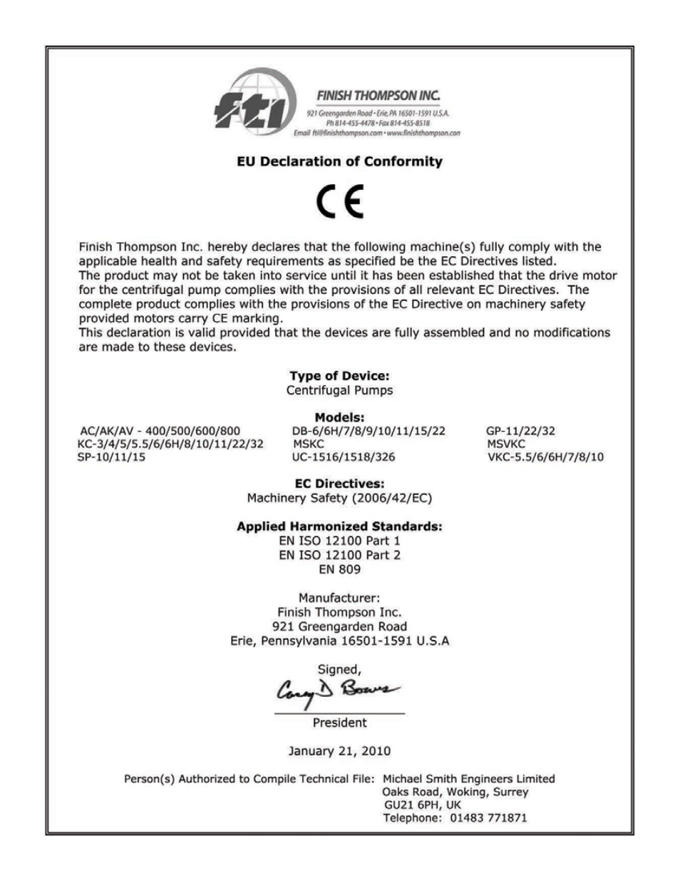 Finish Thompson AC8/8H User Manual | Page 2 / 12