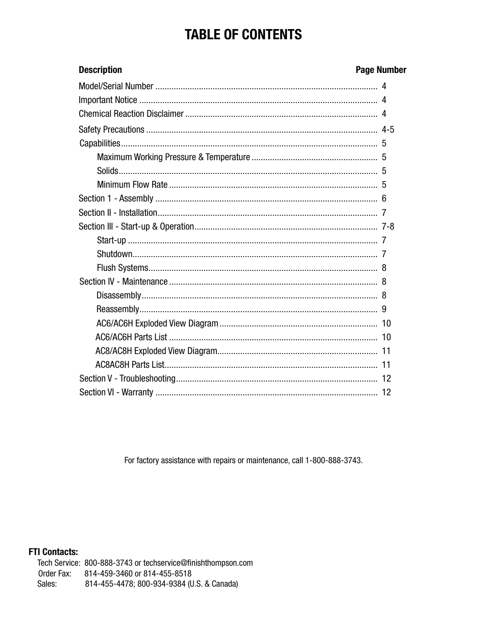 Finish Thompson AC8/8H User Manual | Page 3 / 12