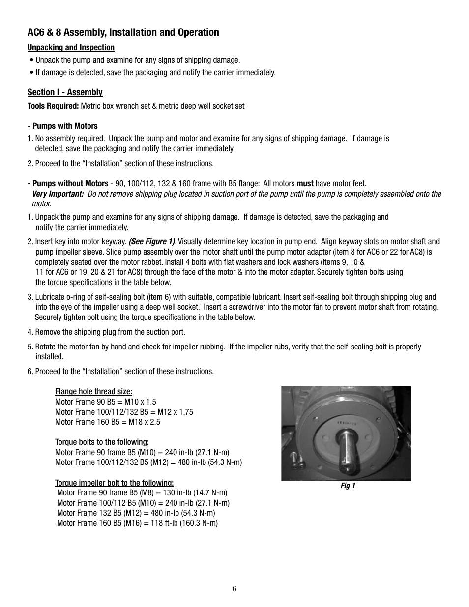 Ac6 & 8 assembly, installation and operation | Finish Thompson AC8/8H User Manual | Page 6 / 12